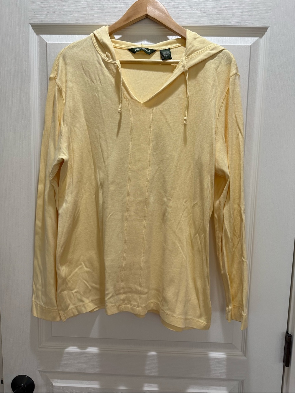 Eddie Bauer Women's Hoodie Knit Top Pale Yellow Size L Excellent Conditions